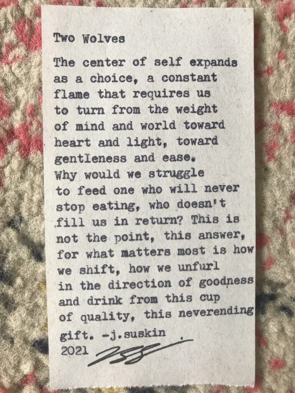 Two Wolves - Poem by Jacqueline Suskin